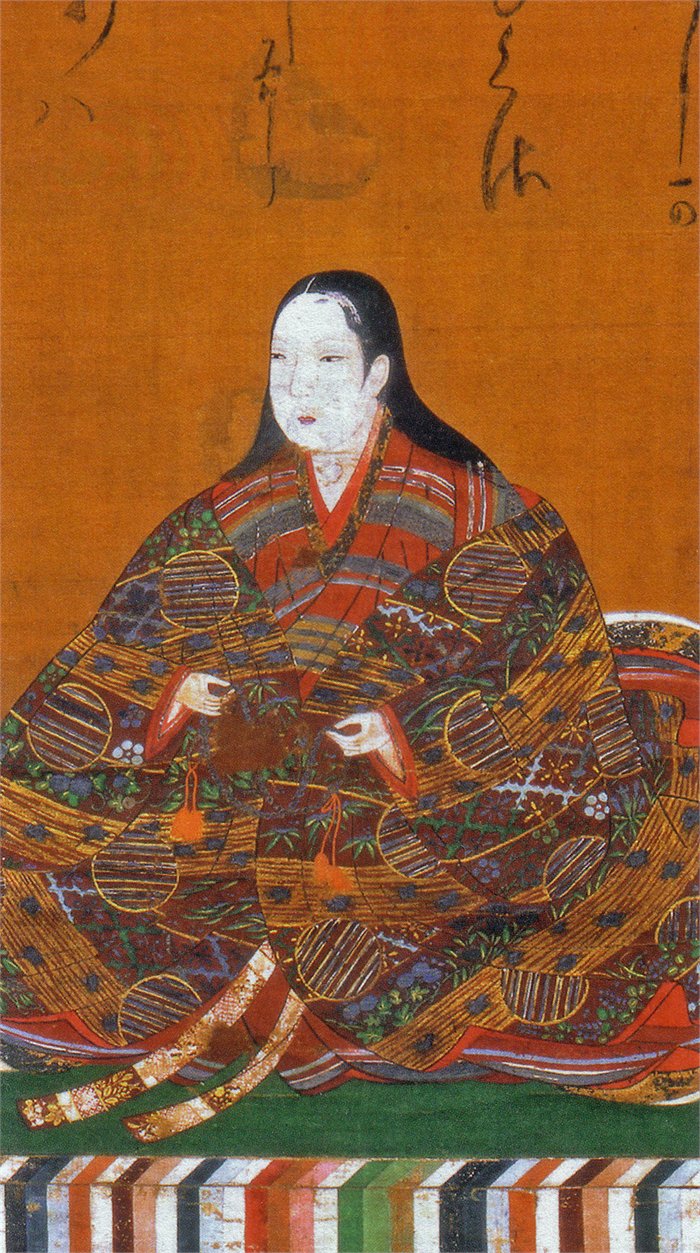 Portrait traditionally identified as Yodo-dono, a woman in richly patterned robes