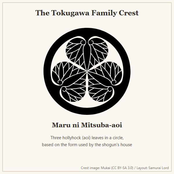 The Tokugawa family crest of three hollyhock leaves in a circle