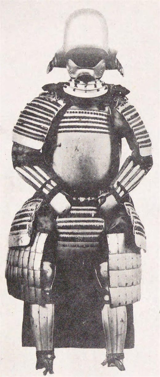 Old photograph of Tokugawa Ieyasu's gold-lacquered Kindami armor at Kunozan Toshogu