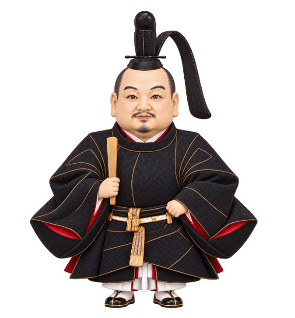 Illustration of Tokugawa Ieyasu in black court dress facing forward