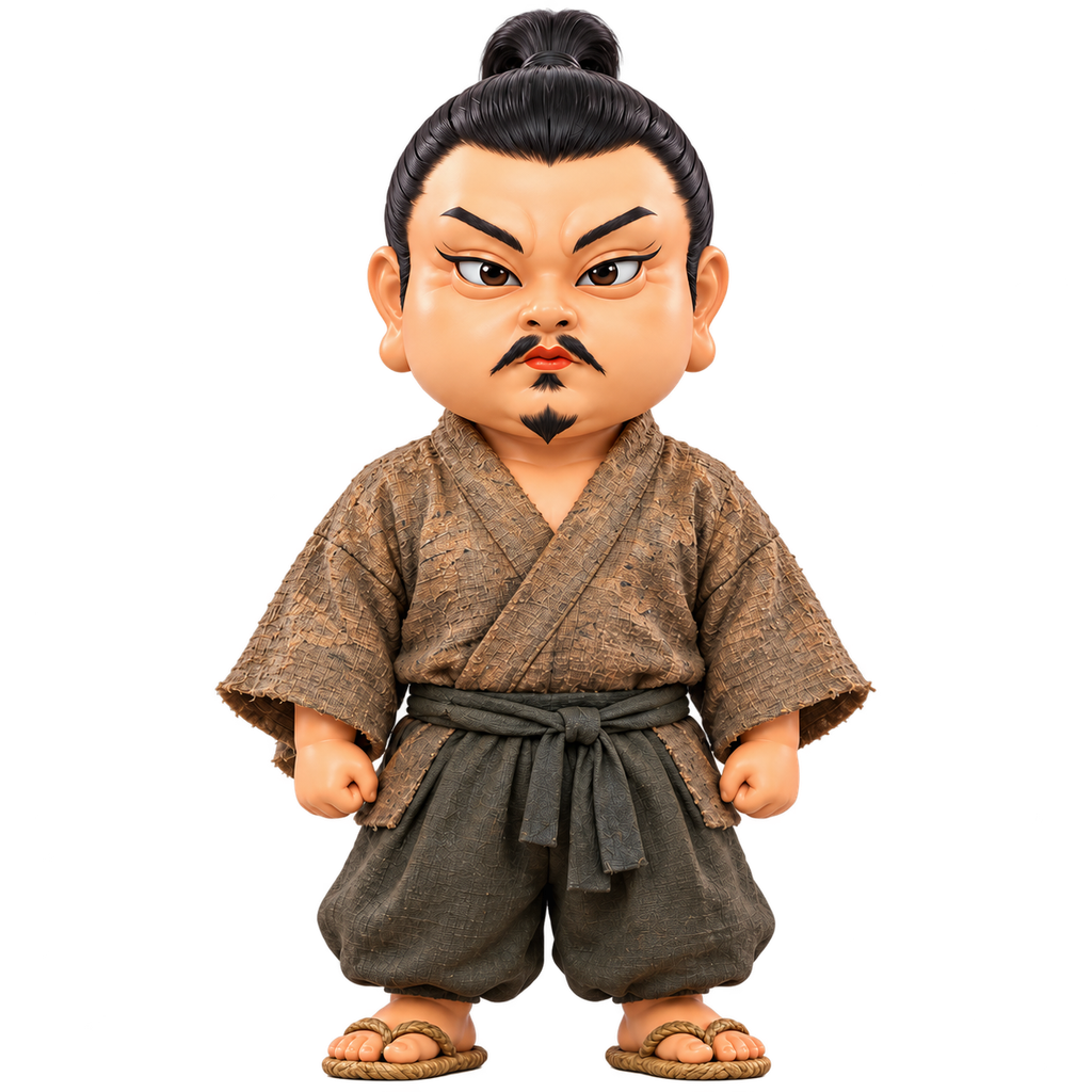 Illustration of the young Hidenaga, known as Koichirō, in a farmer's clothes